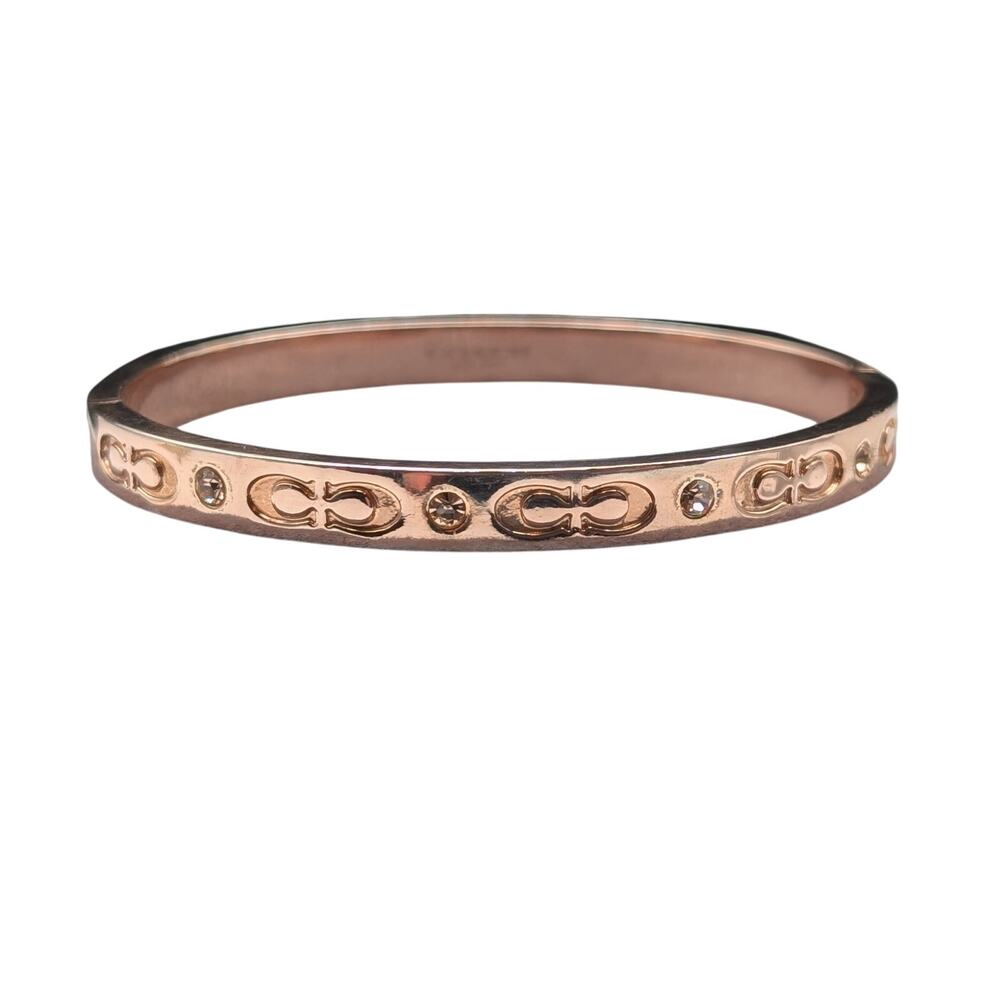 Coach Outlet Signature Kissing 'Cs' Hinged Plated Rose Metal Bangle Bracelet